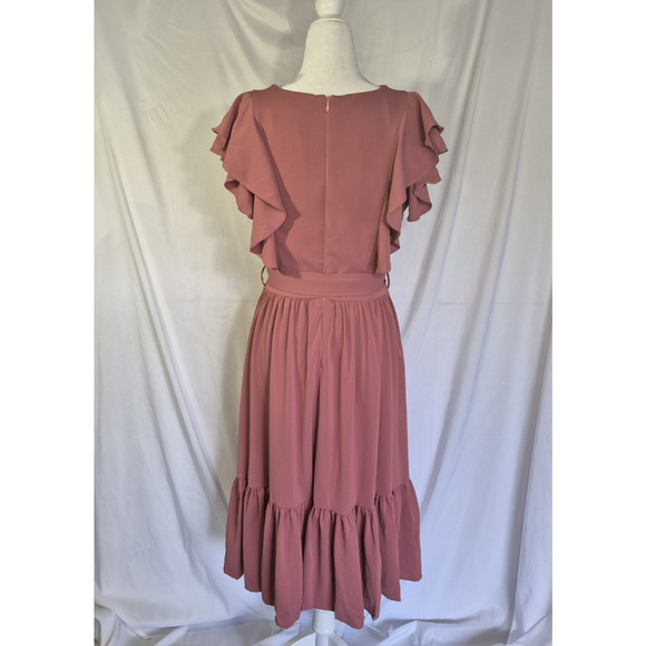 New Ivy City Co Flowy Ruffle Mauve Dress M - Picture 5 of 7